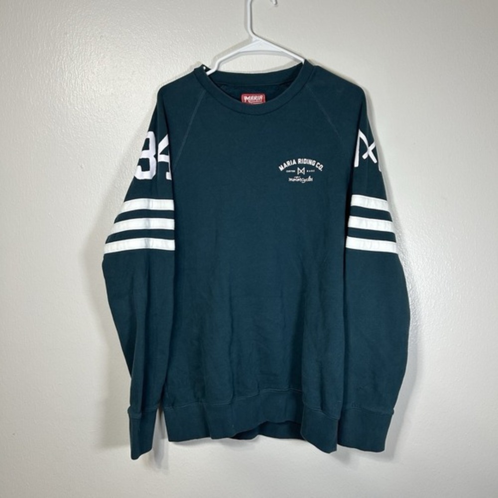 Maria Riding Co Petrol Blue SPADES Sweatshirt Mens Large Moto Biker Heritage - Picture 3 of 11